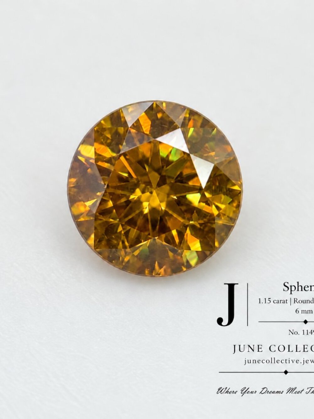 Sphene 1.15 Ct Round Brilliant Cut Loose Gemstone Natural Golden Yellow